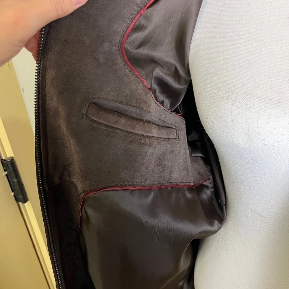 Vintage Banana Republic Suede Leather Jacket Mens M Dark Brown Bomber Heritage